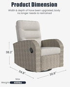 Outdoor Swivel Recliner Chair, All-Weather Wicker Reclining Patio Chair with Adjustable Backrest and Footrest