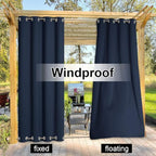 NICETOWN Outdoor Curtain for Patio Waterproof Extra Long 120", Windproof Thermal Insulated Top and Bottom Stainless Steel Grommets Blackout Outdoor Drape for Arbor, Navy Blue, 1 Piece, 52" Wide