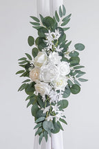Artificial Flowers Wedding Arch Kit, White and Ivory, 26 Ft Drape