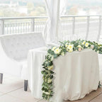 Champagne Eucalyptus Garland with Roses, 2 Pack Artificial Greenery