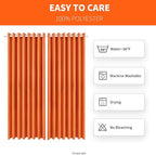 Waterproof Outdoor Curtain W105 x L84 - Grommet Top Sunlight Blocking Window Treatment Drapes Blackout Curtains for Home Bedroom Living Room Outdoor Patio Porch Gazebo (Orange, 2 Panels)