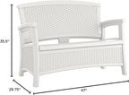 Suncast Outdoor Wicker Love Seat with 23-Gallon Storage, Comfortable Seating for Two, Ergonomic Back Support, All-Weather Furniture for Patio, Deck, and Garden, Ice Cube