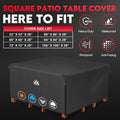 Furniture Set Covers for Square Patio Table, 600D Waterproof, Black