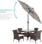 Best Choice Products 7.5ft Outdoor Solar Market Table Patio Umbrella for Deck, Pool w/Tilt, Crank, LED Lights - Beige