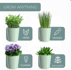 Barnyard Designs Indoor Herb Garden Planter Set with Tray, Metal Windowsill Plant Pots with Drainage for Outdoor or Indoor Plants, Set/3 (Soft Mint)