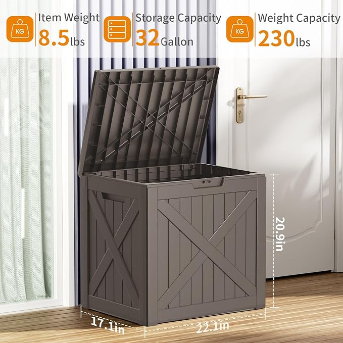 30 Gallon Waterproof Resin Deck Box, UV Resistant Outdoor Storage - Image 6