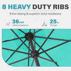MEWAY 12ft Patio Umbrella Outdoor Table Umbrellas with Crank, Market Umbrella 8 Sturdy Ribs for Deck, Garden, Pool and Backyard, Turquoise