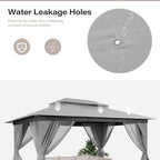 LAUSAINT HOME Semi-Permanent Outdoor Patio Gazebo 10'x13', Heavy Duty Party Tent Shelter with Double Roofs, Mosquito Nettings and Privacy Screens for Backyard, Garden, Lawn, Gray
