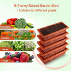Homdox 5-Tier Elevated Garden Bed- Freestanding Vertical Raised Bed for Gardening, 5 Garden Planter Boxes and 5 Hooks, Perfect to Grow Vegetables Herbs Flowers Indoor(Brick Red)