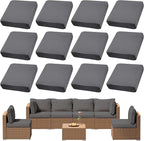 Cushion Covers 12-Pack, Stretch Fit Grey Patio Seat Covers