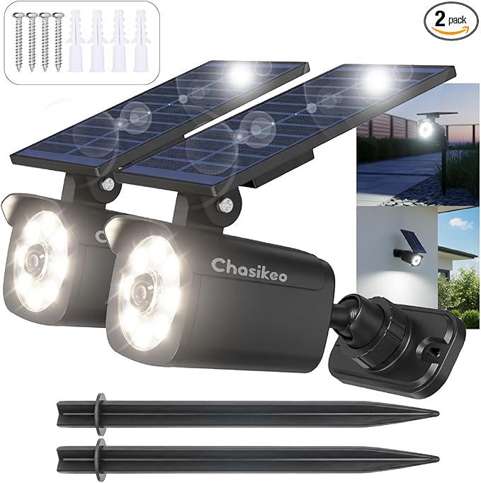 2 Pack Solar Motion Lights Outdoor, Solar Spotlights with Motion Sensor, IP67 Waterproof Solar Power Security Lights, 360° Rotatable for Garden, Yard, Pathway, Fence, Driveway, 1200LM