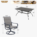 Sophia & William Patio Dining Set 7 Pieces, 6 x Patio Dining Swivel Chairs Padded with 1 Umbrella Table, Outdoor Table and Chairs for Lawn Garden