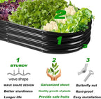Raised Garden Bed Galvanized Planter Box Outdoor, Rot-Resistant Metal Garden Bed Planter for Vegetables Flower Herb (8ft, Black)