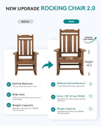 SERWALL Oversized Rocking Chair Set of 2 Outdoor, HDPE Outdoor Rocking Chair Set of 2, Brown