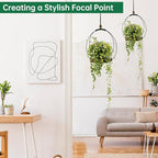 Hanging Planter for Indoor Plants, Black Plant Hanger Indoor with Sturdy Wood Base, Modern Boho Macrame Plant Hanger for 3-5.5 Inch Pot, Hanging Wall Ceiling Window Home Decor (Pots Not Included)