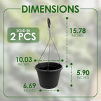 10in Euro Hanging Planters for Indoor Plants 2 Pieces 10inch Hanging Planter with (2) 40cm Hooks, Self Watering Indoor Outdoor Hanging Pots with Drainage Holes and Removable Drip Tray