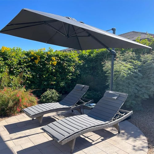 10 Feet Patio Umbrella Outdoor Cantilever Square Umbrella – Light Grey