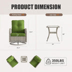 9-Piece Outdoor Patio Furniture Set with Rocking Swivel Chair Wicker Sectional Sofa Set, Patio Conversation Set with Thickened Cushions & Coffee Table for Garden, Backyard, Avocado Green