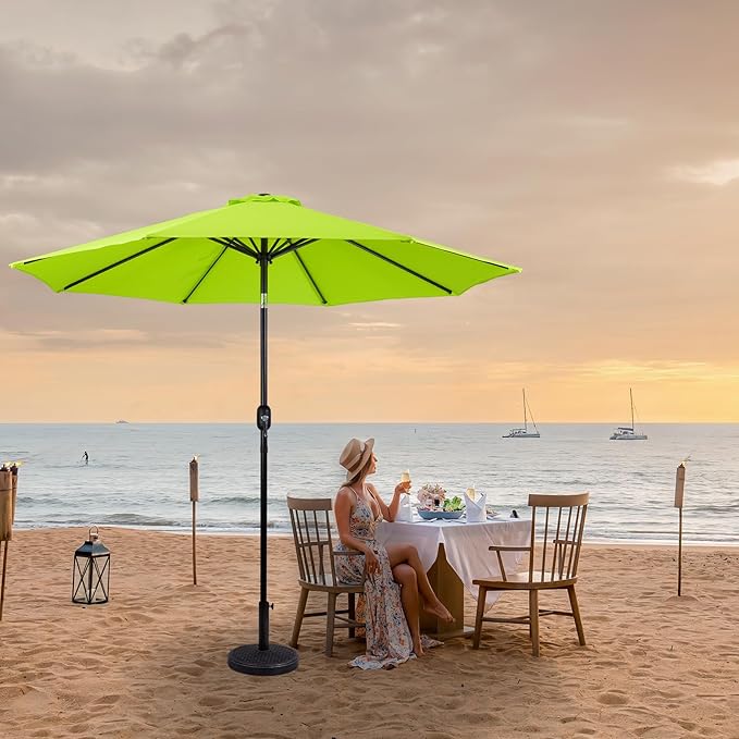 Backyard Expressions 9 ft. Patio Umbrella, Market Table Umbrella w/Tilt and Crank, 8 Ribs