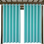 DIVA EN CAMINO DEC Outdoor Patio Curtain Waterproof Darkening Thermal Insulated Indoor Curtains for Bedroom, Porch, Living Room, Pergola, Cabana, W84 x L95, Teal Blue, Set of 2 Panels