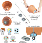 — Three Pack, Pot Hanger Kits + Accessories - Hang and Connect Your Clay Pots, Stainless Steel - Indoor Outdoor - Connectable Hanging Planter Vertical Garden w/Drainage for Healthy Plants