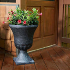 Southern Patio Winston Plant Urn, Garden Planter Urn for Flowers and Plants, 16" D x 16" W x 21" H, Weathered Black, 2 Pack