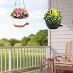 10 inch Hanging Planters for Indoor Plants, 3 Pack Self-Watering Hanging Planter Pots with Chain and Drainage Holes, Outdoor Plastic Hanging Baskets for Garden Home Decor