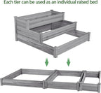 Yaheetech 3 Tier 47 x 47 x 22in Raised Garden Bed Horticulture Outdoor Elevated Flower Box Tiered Garden Bed Wooden Vegetables Growing Planter for Backyard/Patio/Gardener, Gray