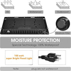 4 Pack 100W LED Flood Light,Super Bright Exterior Security Lights With Plug,IP66 Waterproof Outdoor Flood Light, 11600lm 5000K Daylight White Floodlight for Yard, Garden,Basketball Court, Arena