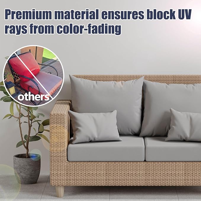 Cushion Covers 8 Pcs Stretch Outdoor Patio, Air Grey, Square Small