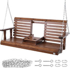 VEVOR Wooden Porch Swing 5 ft, Patio Bench Swing for Courtyard & Garden, Upgraded 880 lbs Strong Load Capacity, Heavy Duty Swing Chair Bench with Hanging Chains for Outdoors, Brown