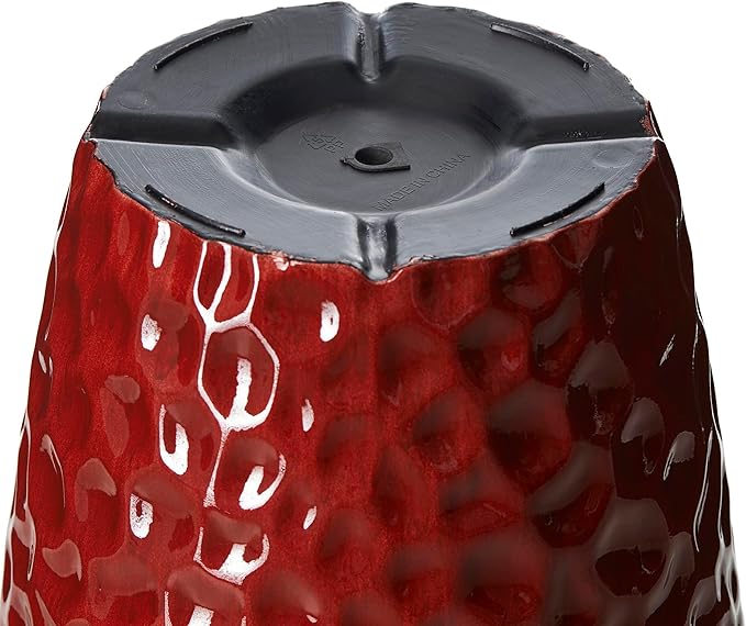 Glitzhome 31" H Large Plastic Tall Planters,Set of 2 Honeycomb Textured Gradient Red Tall Plant Pots with Drainage Holes,Oversized Planters Flower Pots for Indoor Outdoor Front Porch Patio