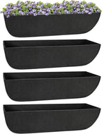 Riare 4 Pack 30 Inch Black Fabric Window Box Liners- Felt Square Trough Planter Basket Liners Replacement, Non-Woven Hanging Flower Plant Box Liner for Outdoor Plants Garden Fence- Avoid Birds Nesting