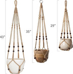 Mkono 3 Pack Macrame Plant Hangers Indoor Different Size Hanging Planter Basket Flower Pot Holder with Beads No Tasselss 43"/35"/29", Large, Brown