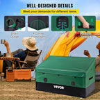 VEVOR Outdoor Storage Box, 150 Gallon Waterproof PE Tarpaulin Deck Box w/Galvanized Frame, All-Weather Protection & Portable, for Camping, Garden, Poolside, and Yard, Black & Green