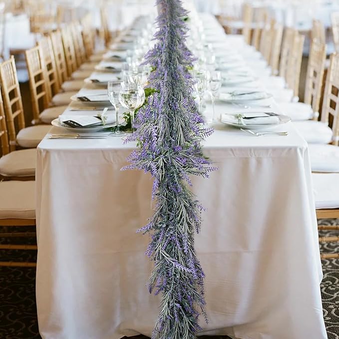 Artificial Lavender Garland 6 Ft Light Purple Faux Greenery Vine
