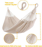 ZEAN Handwoven Hammock by Thick Cotton Rope XL Two Person Hammock for Outside, Patio Backyard Garden 550LB Capacity