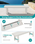 SERWALL 2-Person Outdoor Bench Backless, HDPE Outdoor Benches Weatherproof, 700 Lbs Weight Capacity, Poly Lumber Patio Furniture for Garden, Porch and Park, White