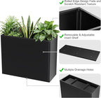 Tall Metal Planter Box for Outdoor Plants 38" L x 13" W x 30", Heavy Duty Steel Large Rectangular Planter Box with Removable Insert Shelf, Modern Décor for Tall Plants, Trees, Flowers (Black)