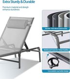 2 Pack Foldable Chaise Lounge Chair with Cup Holder, Assemble-Free Outdoor Lounge Chair with Detachable Pillow and 6 Adjustable Backrest, Patio Lounge Chair for Outside Poolside Beach Pool, Grey