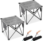 FUNDANGO Oversized Camping Stool for Adults, 2 Pack Thick Padded 18.1 Inch Folding Ottoman Foot Rest, 440 Lbs Heavy Duty Outdoor Camp Chairs with Anti-Slip Foots&Carry Bag for Fishing Travel (Grey)