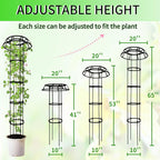 2-Pack 65-Inch Garden Trellis for Climbing Plants,Heavy-Duty Metal Obelisk with Mushroom Top,Stable Support for Potted Clematis,Tomato,Cucumber,Rose,Pea & Vine