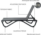 Kozyard Outdoor Chaise Lounge Chair, Full Flat Adjustable Patio Lounger with Aluminum Frame & Resin Legs, Textilene Fabric for Poolside, Backyard & Beach (Gray, Chair)