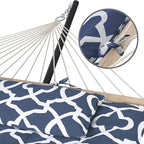 SUNCREAT Double Portable Hammock with Stand Included, 475 lbs Capactiy, Extra Large Two Person Hammock, Blue Pattern