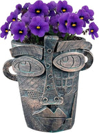Picasso Abstract Face Flower Pot,Unique Resin Crafted Planter with Drainage Holes,Interesting Colorful Planter with Human face,for Indoor and Outdoor Botanical Home décor (Bronze)