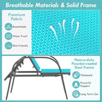 Giantex 2 Pack Patio Lounge Chair, Outdoor Chaise Lounge with 5 Adjustable Backrest, Sturdy Steel Frame, Sunbathing Recliner, Tanning Chair for Beach, Outside, Yard, Balcony, Pool Chairs (2,Turquoise)