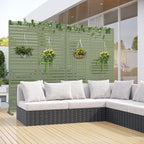 Casaphoria Metal Privacy Screen Outdoor, 72" H x 47" W Freestanding Decorative Privacy Screen for Patio Deck Balcony Garden with Stable Base, Light Green-Louvered