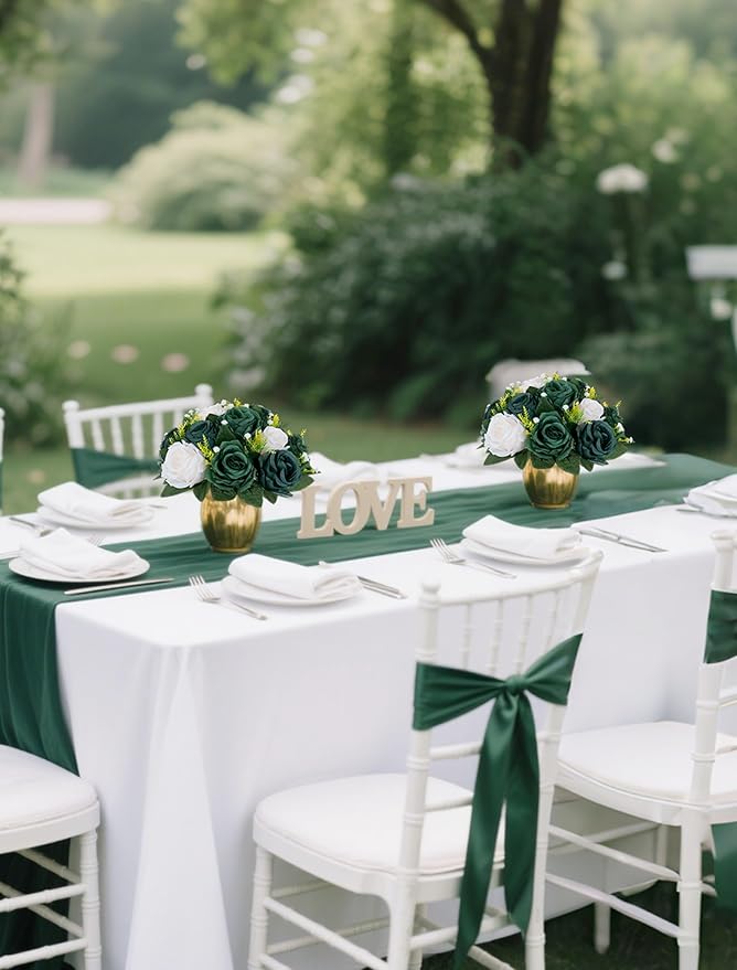 Artificial Flowers Silk Green Rose Ball Centerpieces for Tables