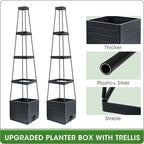 MQFORU 2 Packs Raised Garden Bed Tomato Planter with Trellis, 57" Tomato Cages for Climbing Vegetables Plant, Self Watering Planters Box for Garden Pots for Patio Greenhouse Indoor Outdoor（2PCS）