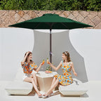 JEAREY 7.5FT Patio Umbrella Outdoor Market Umbrella with 6 Sturdy Ribs, Push Button Tilt/Crank Table Umbrella for Garden, Deck, Backyard and Pool, Dark Green